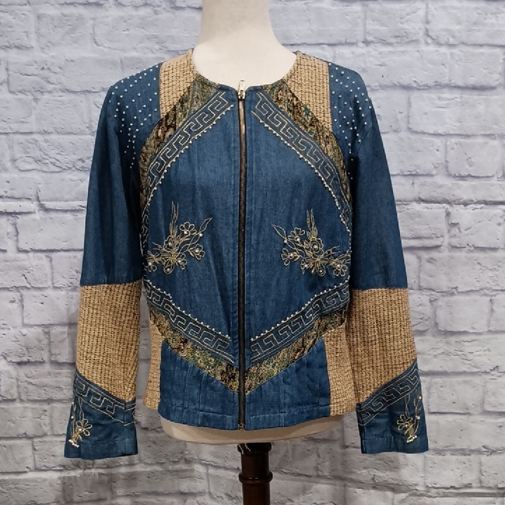 Blue and Tan Jean Jacket with Western Influences